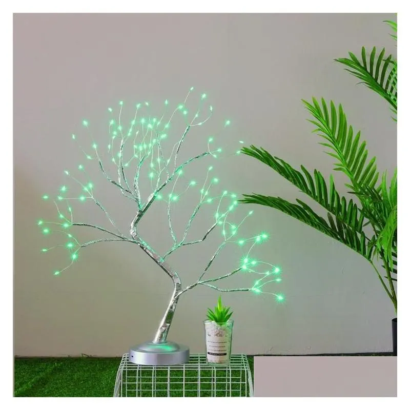 night lights 108 led sparkle fairy spirit tree lamp remote control diy artificial 8 modes usb/battery tabletop bonsai light drop del otjfv