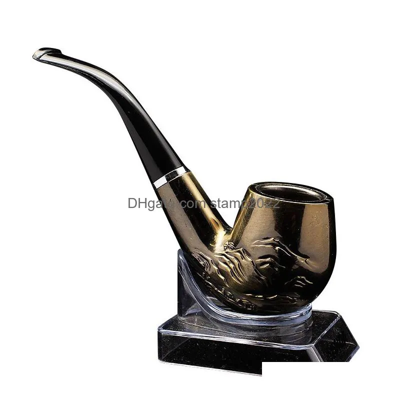 smoking pipes copper color resistant pipe filter herb tobacco pipes narguile grinder resin cigarette holder hookah 20220901 e3