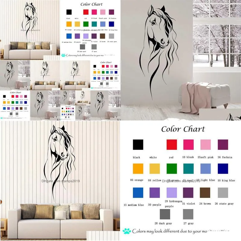 beautiful horse head wall decal pet animal art decor office vinyl stickers for living room chinese style decoration w372 211025