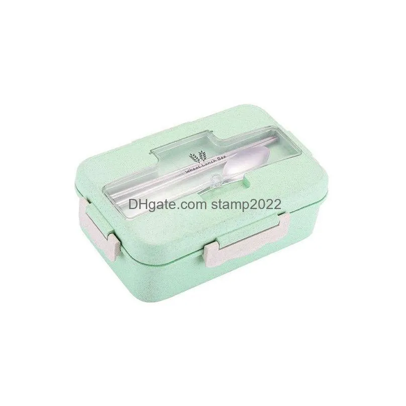 microwave lunch box wheat straw dinnerware food storage container children kids school office portable bento box bag 20220923 q2