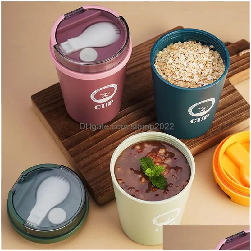 drinkware breakfast cup with lid and spoon soup porridge cups 500ml can be microwaved and sealed portable mini lunch box office worker 20220905