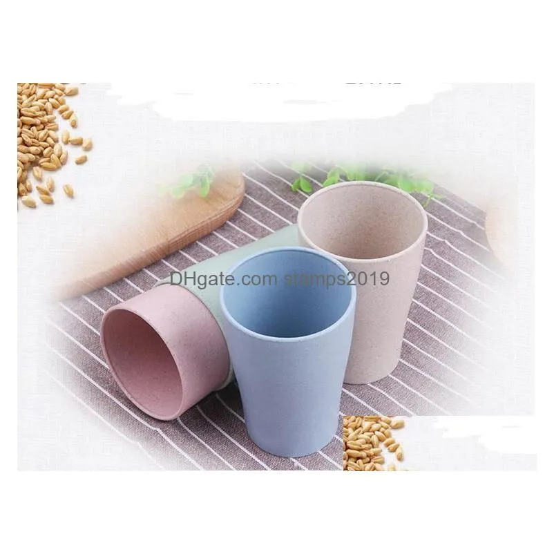 tumblers eco-friendly 4 colors available wheat st tumbler set 10 oz reusable plastic tooth cup sn746 drop delivery home garden kitch dhkor