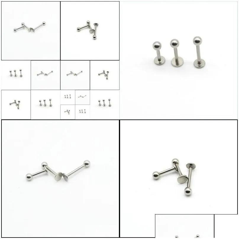 Labret Lip Piercing Jewelry Labret Ring Lip Stud Bar Surgical Steel 16 Gauge Body Jewelry Cartiliage Tragus Piercing Chin Mjfashion