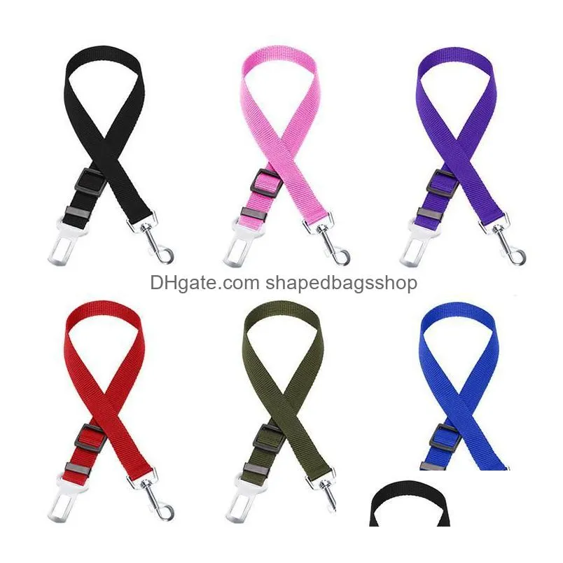 adjustable dog car safety seat belt nylon pets puppy seat lead leash harness vehicle seatbelt 7 color sn2420