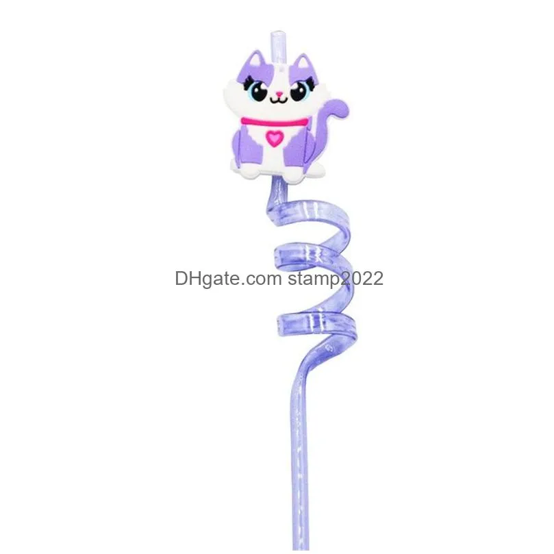 1pc reusable plastic straws cartoon animal drinking straws bar birthday for children kitchen home party decorations supplies 20220827