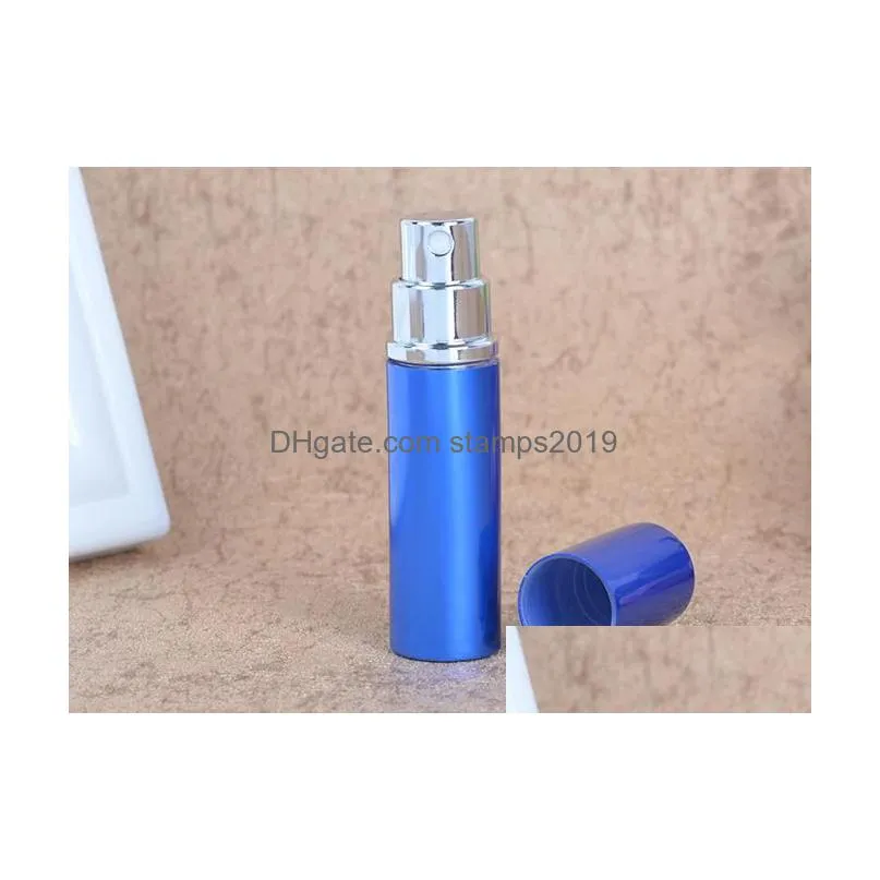 packaging bottles wholesale 7 colors 5cc smooth aluminium per bottle 5ml refillable atomizer travel fragrance glass spray drop deliv dho15