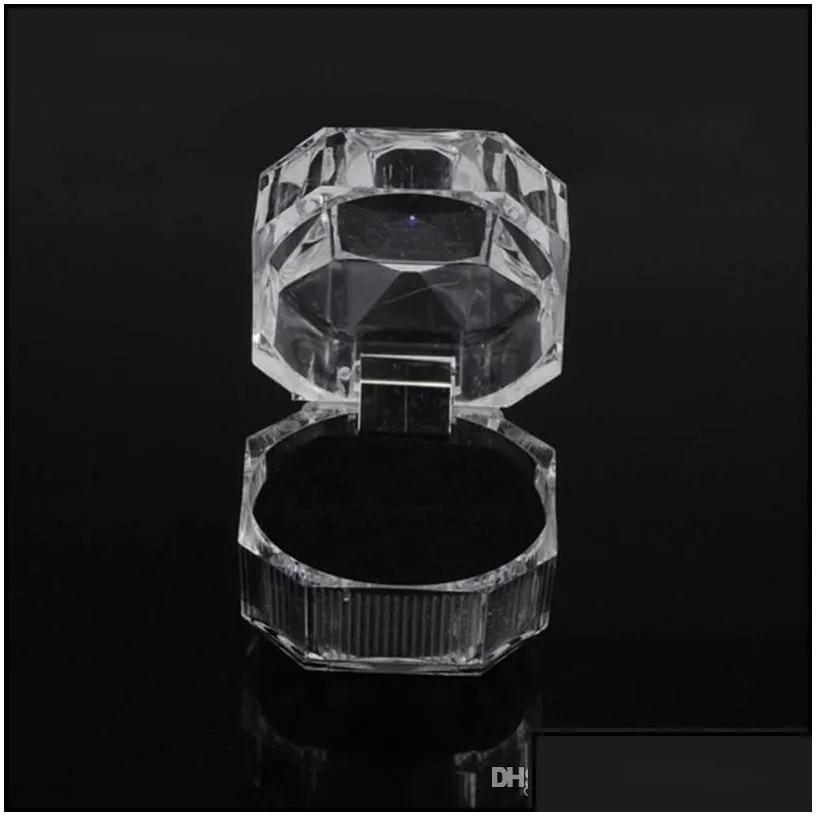 Jewelry Boxes Acrylic Crystal Clear Ring Box Transparent Black White Red Stud Earring Jewelry Case Gift Boxes Packaging Drop Deliver
