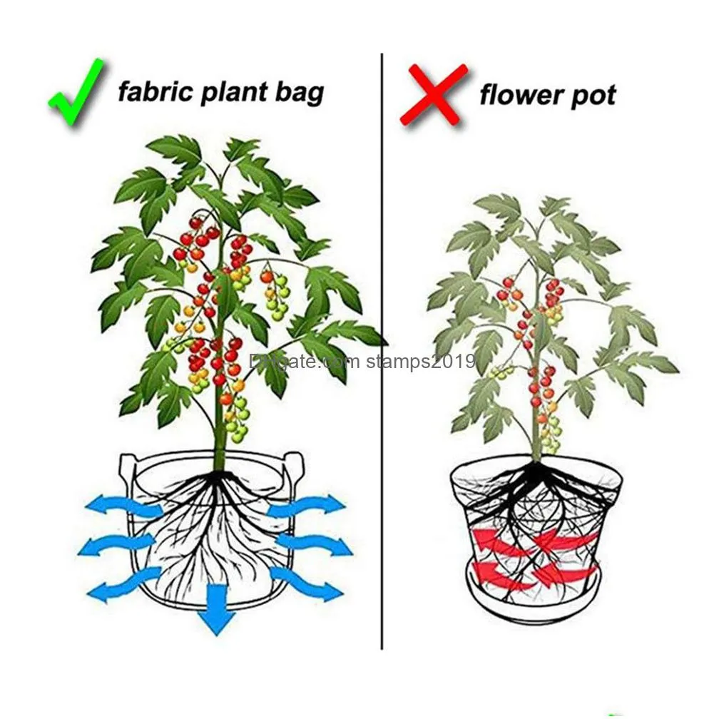 planters pots 5 buah 3 4 5 7 10 galon merasa tas tumbuh kain berkebun sayuran tomat penanam taman kentang menanam l230510