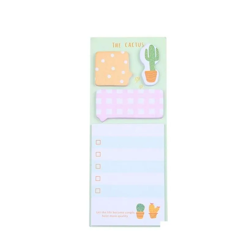 Notes Wholesale Noverty Cactus Cute Stickers Planner Kawaii Sticky Stationery Memo Pad Papeleria Notepad Stick1 Drop Delivery Office Ot8Hr