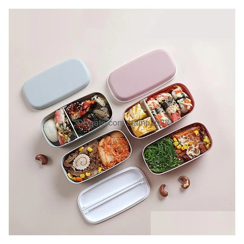 double layer bento box sets for kids bpa stackable lunch containers 3 compartment large lunch boxes prep children school leak-resistant microwave