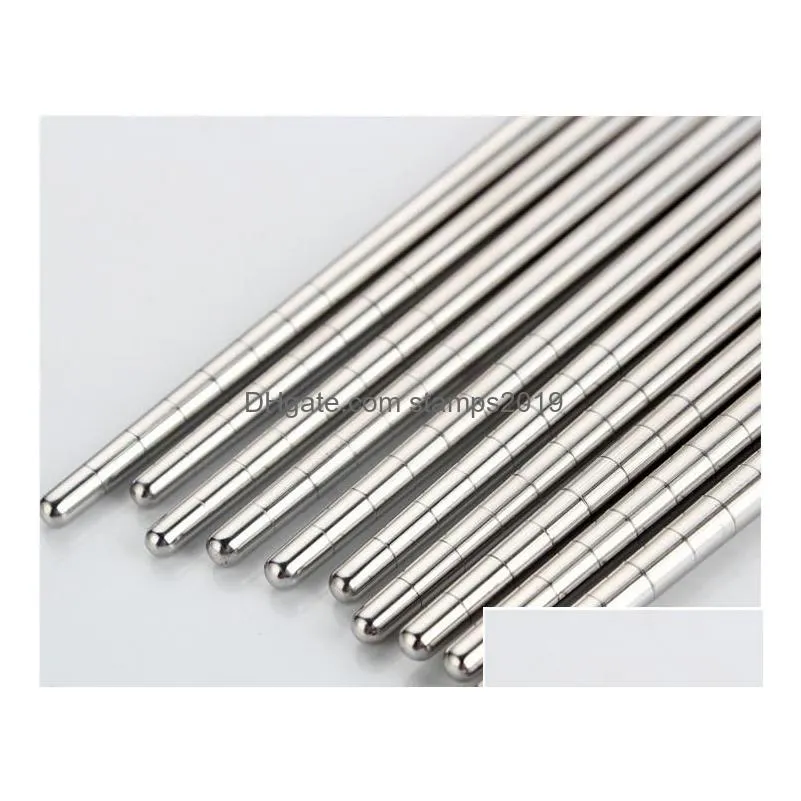 chopsticks 500 pairsorpack stainless steel anti-skip thread style durable sn173 drop delivery home garden kitchen dining bar flatware dhkwk