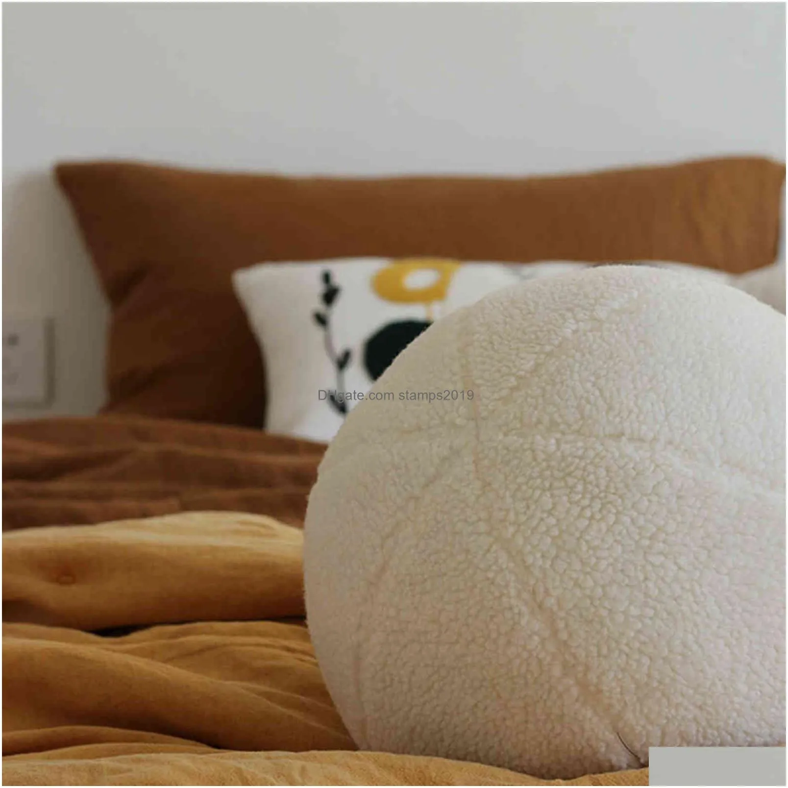 bubble kiss nordic ball shaped solid color stuffed plush pillow for sofa seat decorative cushion soft office waist rest 211102