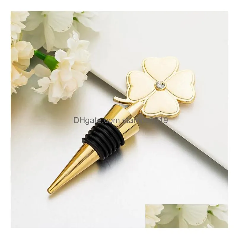 party favor lucky clover wine bottle stopper four leaf red wedding birthday gift event giveaways sn3188 drop delivery home garden fe dh6m7