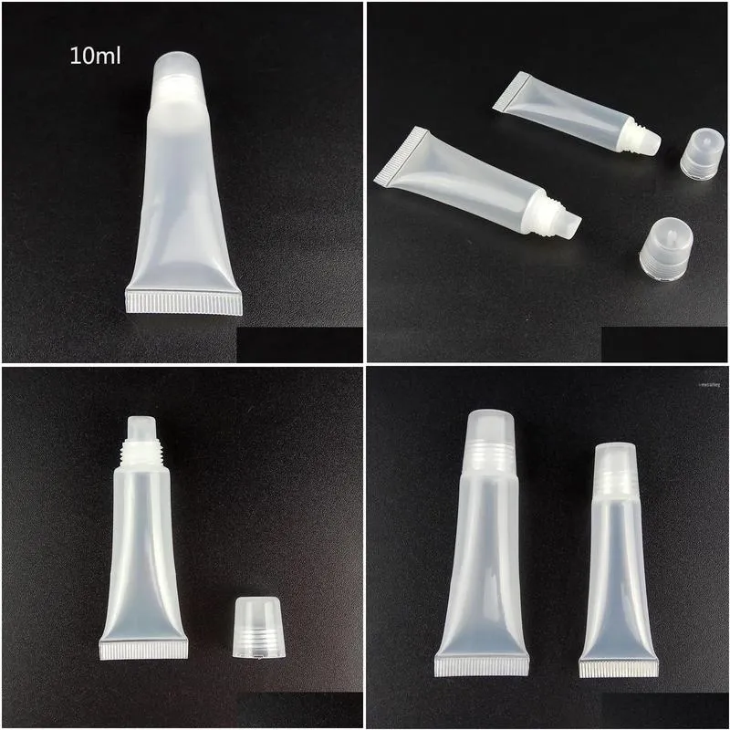 Packaging Bottles Wholesale 10Pcs 5Ml/10Ml Bottle Refillable Empty Cosmetic Tubes Lip Gloss Clear Containers Makeup Tools11 Drop Del Ot5Vb