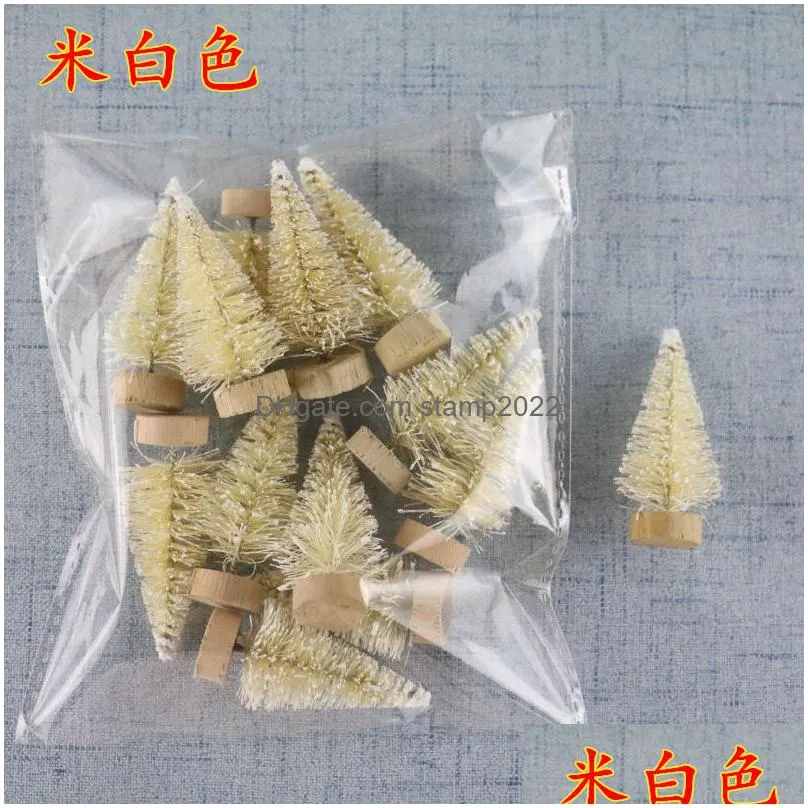 12 piece mini christmas tree sisal silk cedar decoration small gold blue green white mini trees 20220827 e3