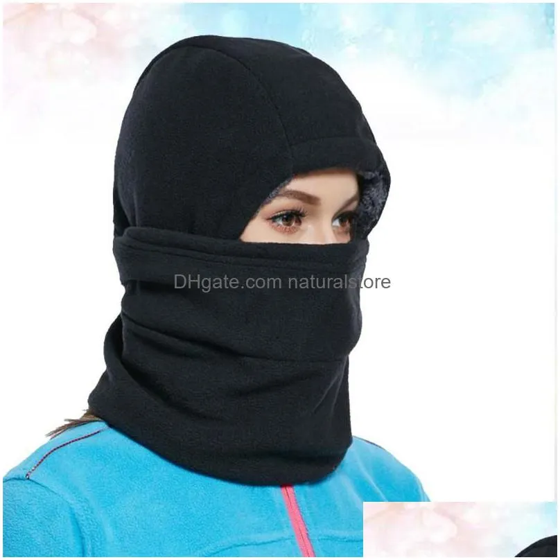 bandanas balaclava windproof ski cover cap fleece thermal neck warmer cycling hood for kids men ( black )