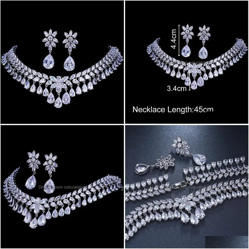 wedding jewelry sets emmaya luxury cubic zirconia bridal tear drop crystal party necklace 230213