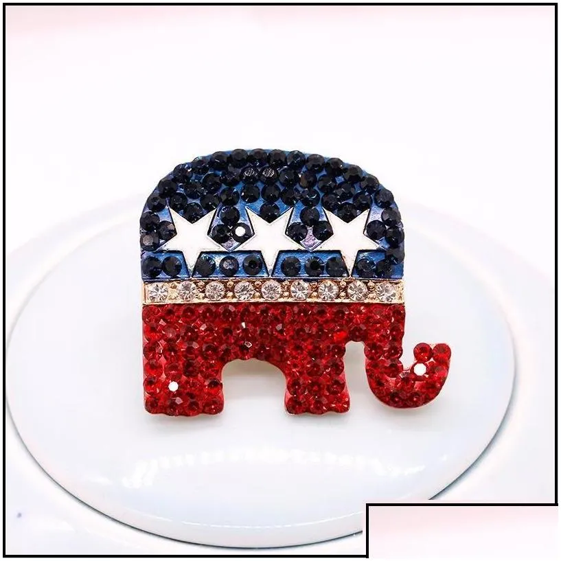 Pins Brooches Blue Crystal Vintage Elephant Brooches For Women High Grade Fashion Republican Mark Brooch Pins Coat Accesso D1