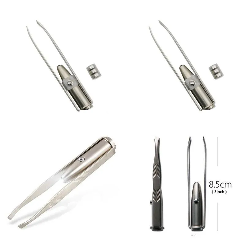 Other Home Garden Make Up Beauty Tool Stainless Steel Led Eyebrow Tweezer With Smart Light Non-Slip Eyelash Hair Removal Tweezers F Dhyte