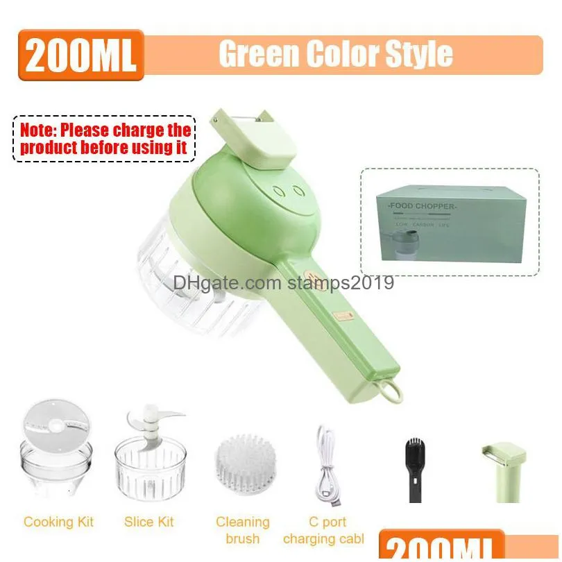 fruit vegetable tools 4 in 1 handheld electric slicer usb rechargeable portable food processor garlic chili onion celery ginger meat chopper