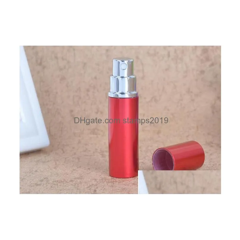 packaging bottles wholesale 7 colors 5cc smooth aluminium per bottle 5ml refillable atomizer travel fragrance glass spray drop deliv dho15