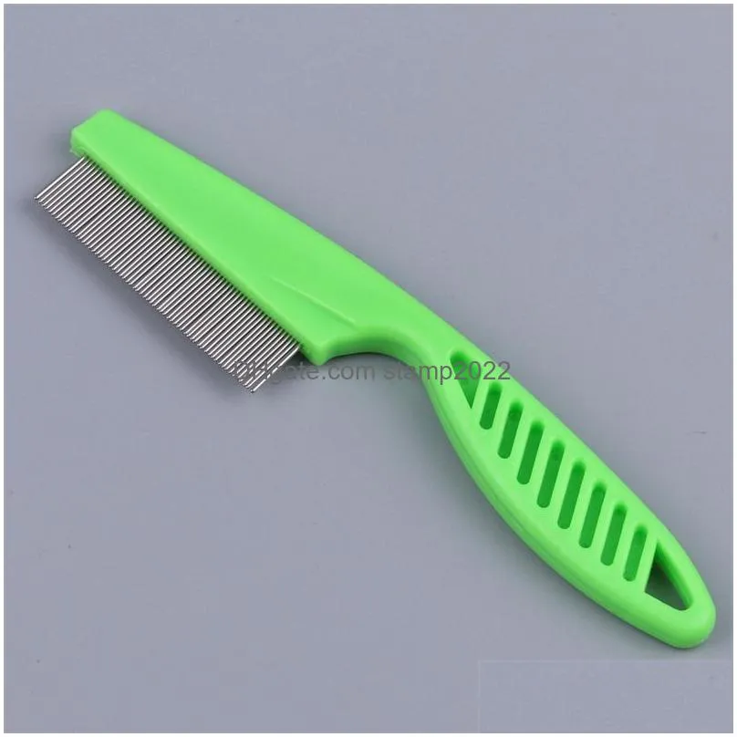 hairbrush pet dog grooming comb brush stainless steel dense tooth lice removal dogs comb tool plastic handle pets combs 20220901 e3