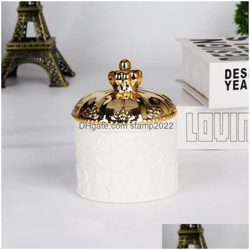 european-style electroplating ceramic storage jar display box crown jewelry boxes with lid desktop ornaments home storages supplies 20220831