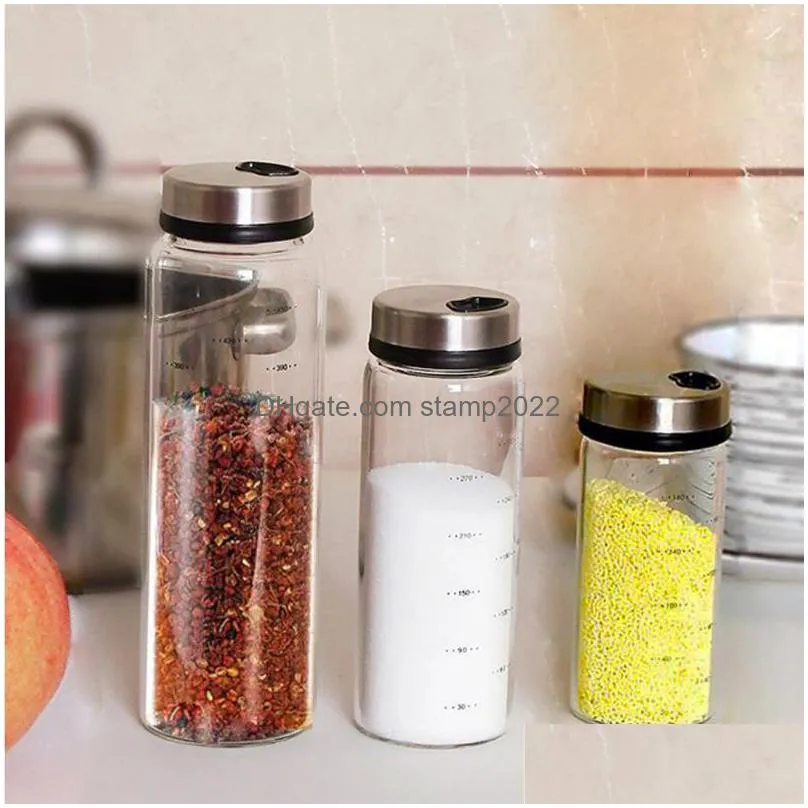 herb spice tools high borosilicate glass seasoning can pepper spice shaker kitchen salt sesame solid condiment seal bottle with rotary lid 20220905