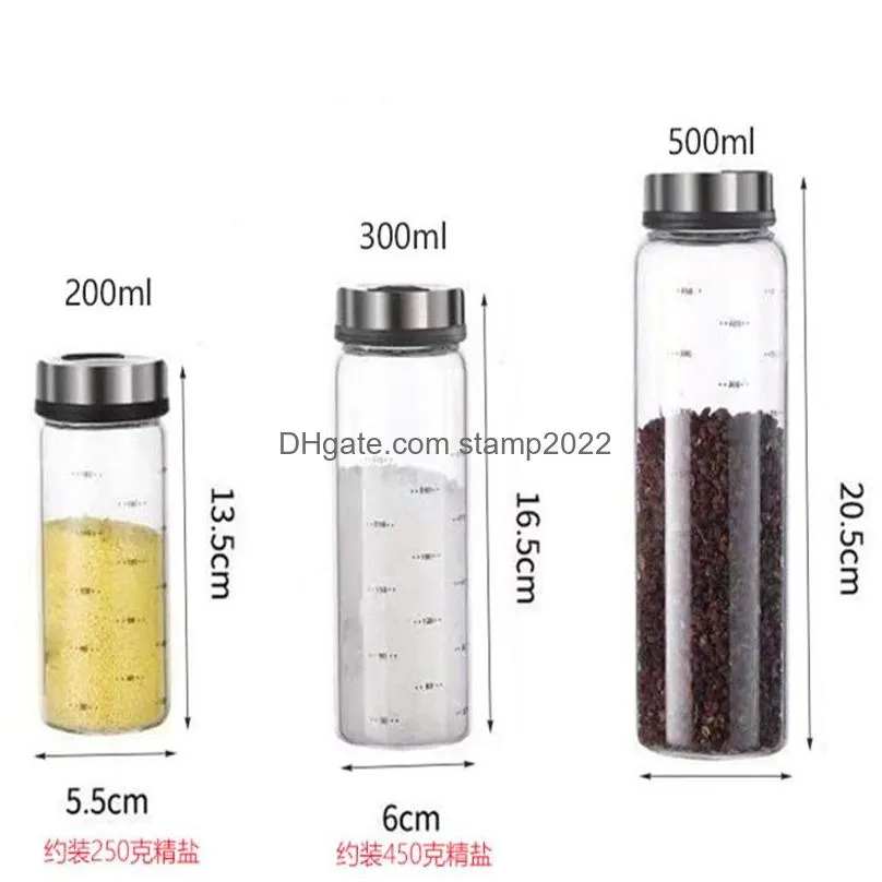 herb spice tools high borosilicate glass seasoning can pepper spice shaker kitchen salt sesame solid condiment seal bottle with rotary lid 20220905