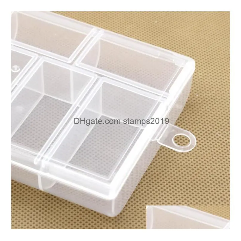 storage boxes bins empty 6 compartment plastic clear box for jewelry nail art container sundries organizer sn1293 drop delivery ho dha1e