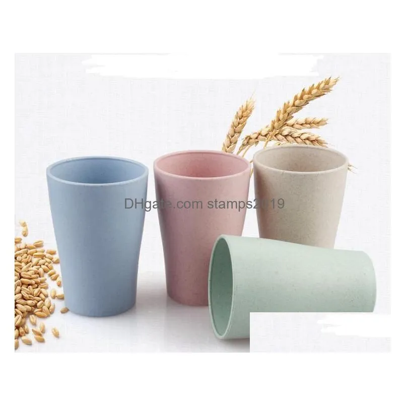 tumblers eco-friendly 4 colors available wheat st tumbler set 10 oz reusable plastic tooth cup sn746 drop delivery home garden kitch dhkor