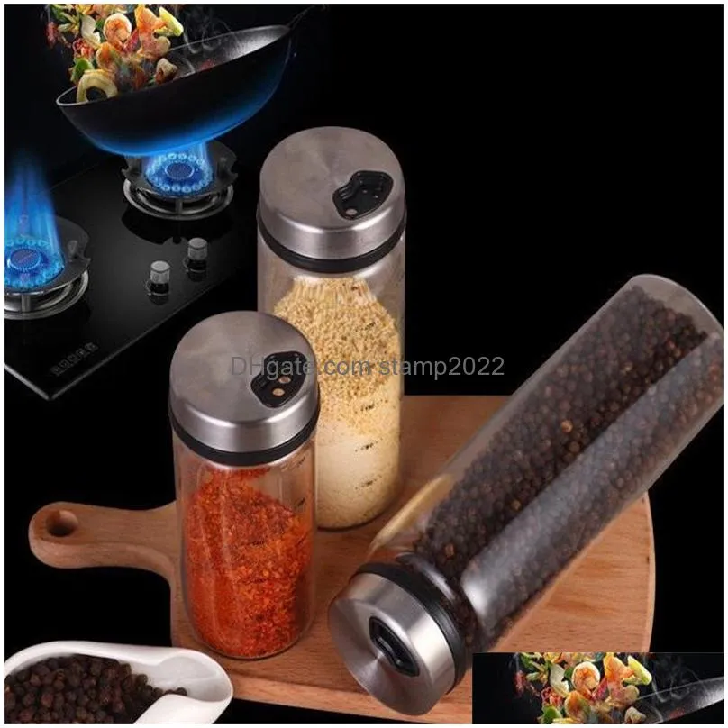 herb spice tools high borosilicate glass seasoning can pepper spice shaker kitchen salt sesame solid condiment seal bottle with rotary lid 20220905