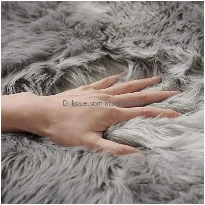 luxury fluffy rugs living room modern furry carpet bedside bedroom area plush children princess decor floor mat white 211023