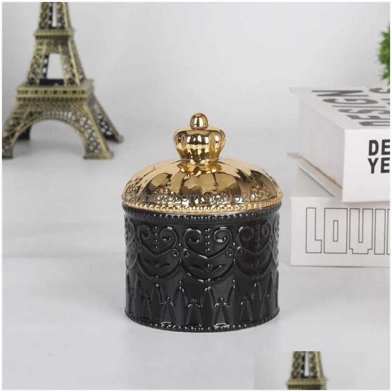 european-style electroplating ceramic storage jar display box crown jewelry boxes with lid desktop ornaments home storages supplies 20220831