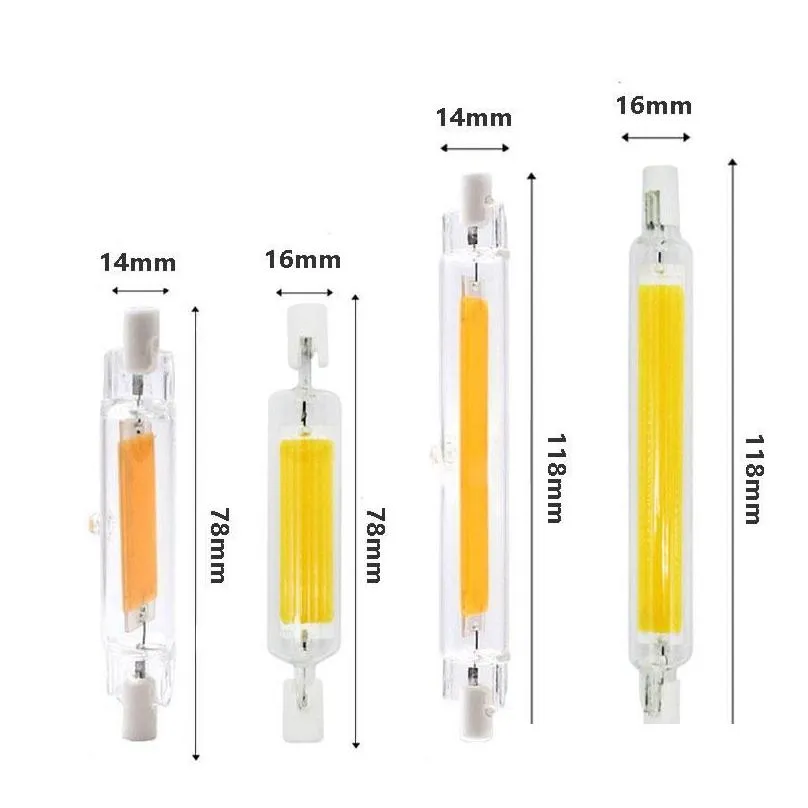 led bulbs bbs 2pcs r7s cob glass tube 78mm 118mm superbright j78 j118 light bb ac110v 220v home replace halogen lampled drop deliver otili