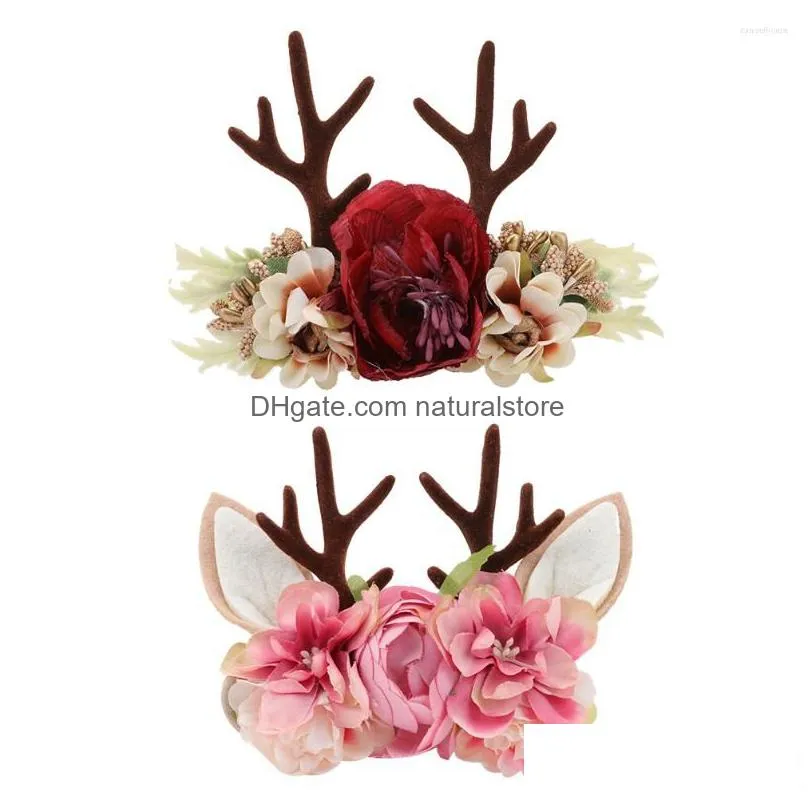 bandanas 2 pcs christmas antler headband hair hoop fashion headbands accessories headwear fabric baby