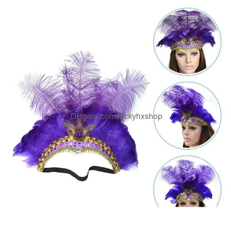 bandanas christmas headband wedding hair party headdress stage carnival feathers