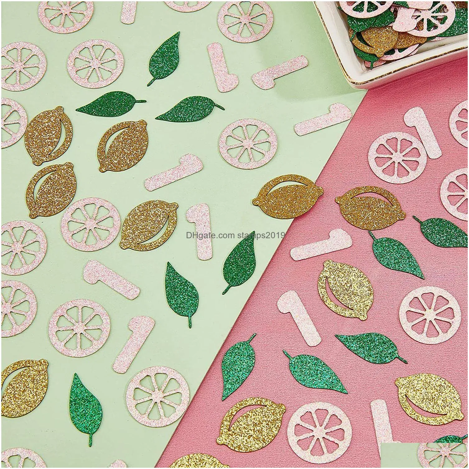 gift wrap 200pcs lemon theme 1st birthday confetti mixture of glitter slice leaves for party supplies 230705