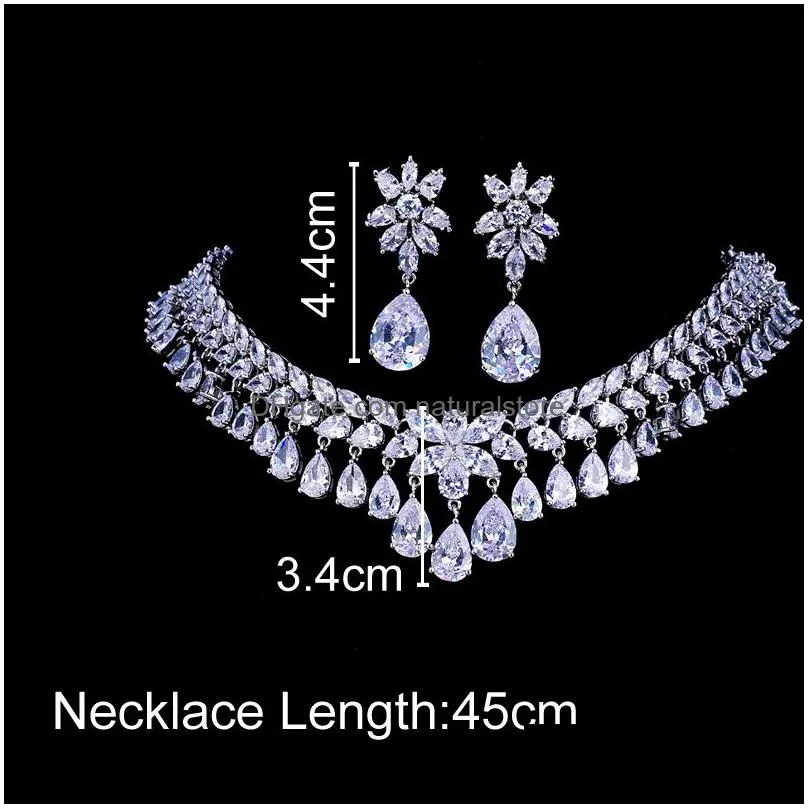 wedding jewelry sets emmaya luxury cubic zirconia bridal tear drop crystal party necklace 230213