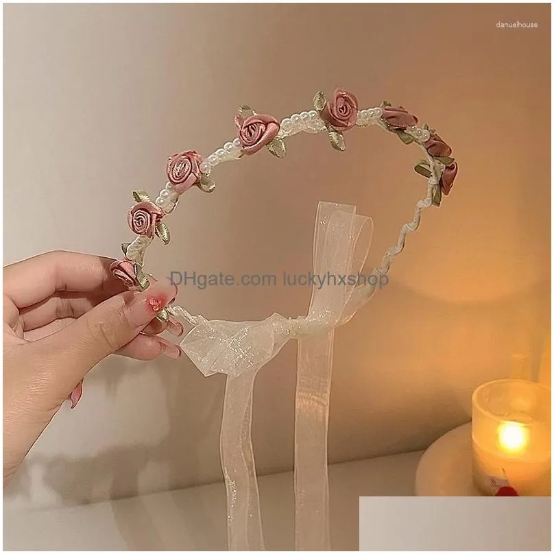 bandanas camellia blossom hair band women`s binding summer one piece lacing weaving ribbon headwear headband