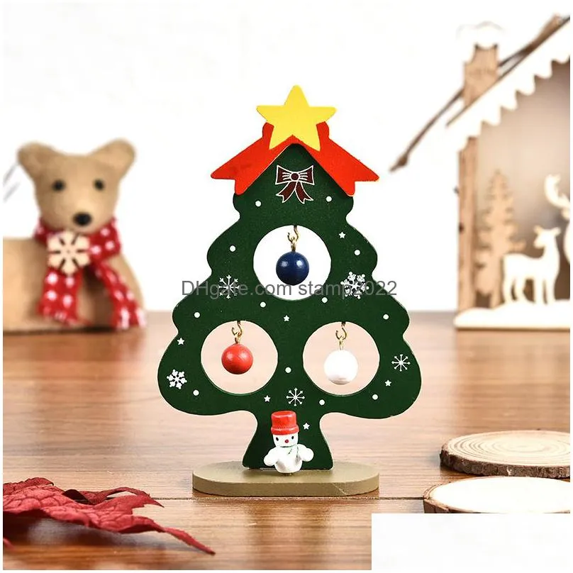 christmas gift tree small ornament mini painted christmas tree desktop decorations christmas wooden card year decorations for home