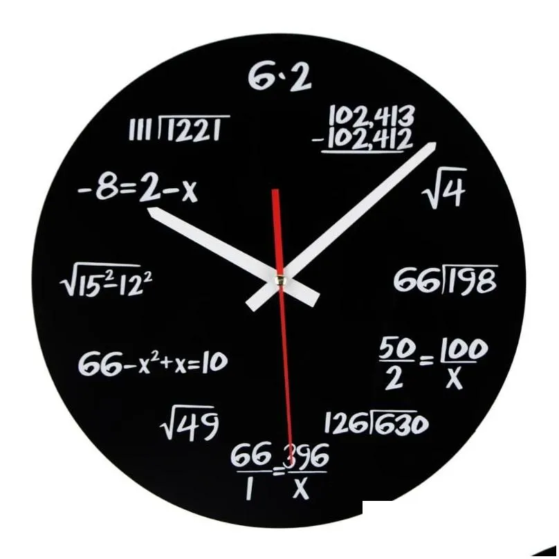 Wall Clocks Acrylic Math Clock Fashion Not-Ticking Mute Modern Design Equation For Home Office School Watch1 Drop Delivery Garden Dec Otrst