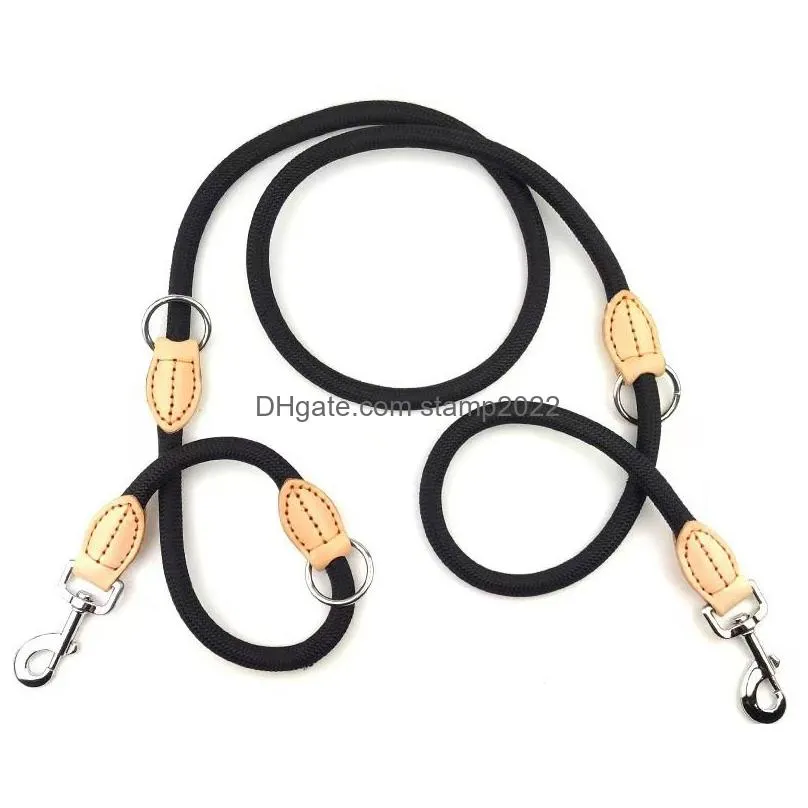 dog collars leashes multifunction double leash chain collar nylon adjustable long short dog training leads tied dogs supplies 20220901