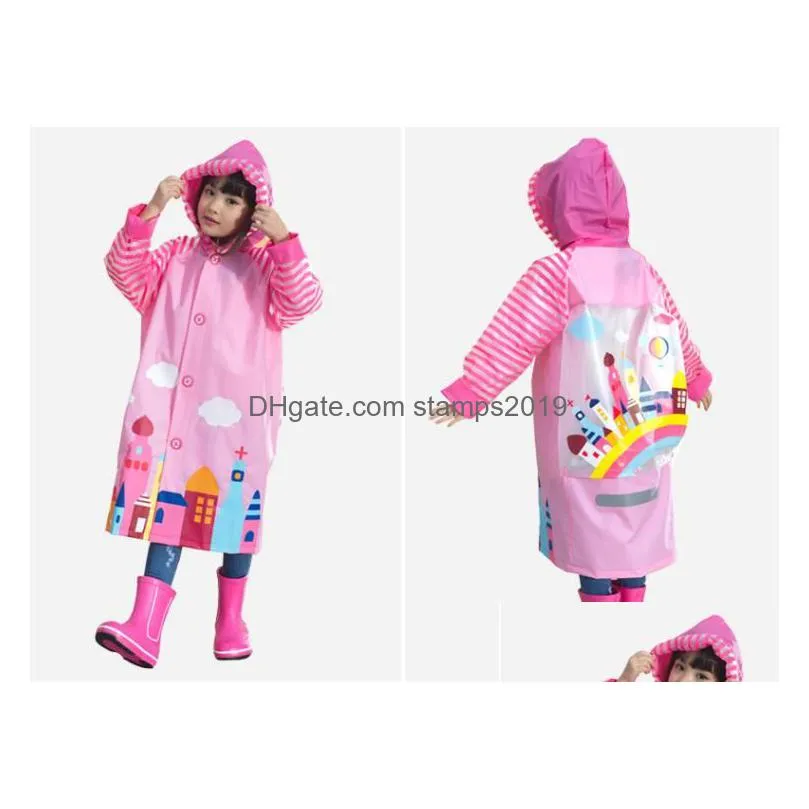 raincoats 50pcs children raincoat cartoon cape-style girl boy kids students bicycle poncho rain coat waterproof rainwear drop delive dhcrr