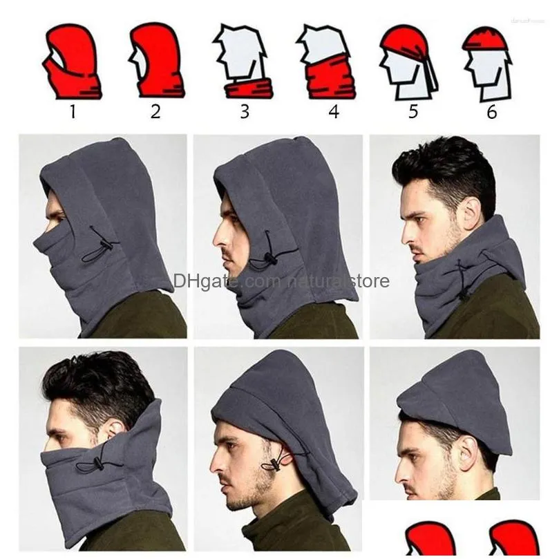 bandanas polar fleece balaclava fashion full face windproof ski mask caps adjustable warmer neck beanies women man