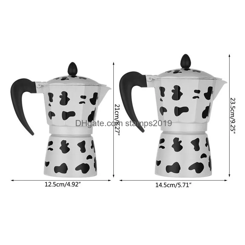 cow printed coffee maker aluminum alloy moka pot espresso mocha latte percolator r9jc 210330