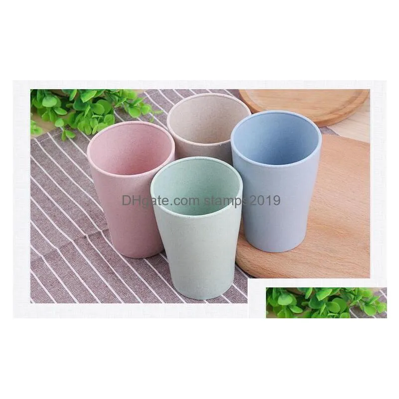 tumblers eco-friendly 4 colors available wheat st tumbler set 10 oz reusable plastic tooth cup sn746 drop delivery home garden kitch dhkor