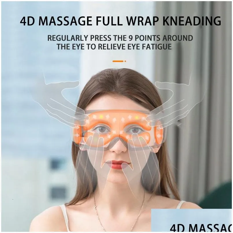 Eye Massager 4D Smart Airbag Vibration Care Instrument Compress Bluetooth Massage Glasses Fatigue Pouch Wrinkle 230104