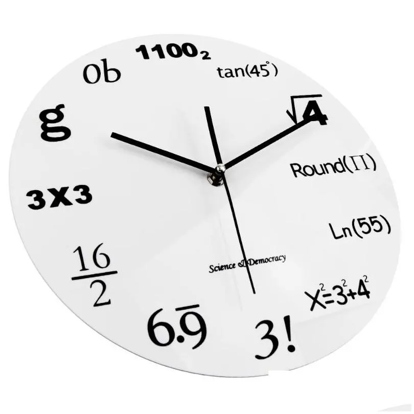 Wall Clocks Acrylic Math Clock Fashion Not-Ticking Mute Modern Design Equation For Home Office School Watch1 Drop Delivery Garden Dec Otrst