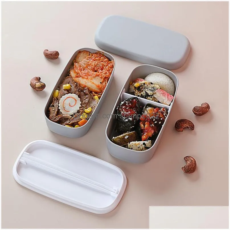 double layer bento box sets for kids bpa stackable lunch containers 3 compartment large lunch boxes prep children school leak-resistant microwave